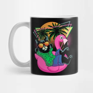 Retro 80s 90s Flamingo Cat Gifts Men Kids Women Funny Cat Mug